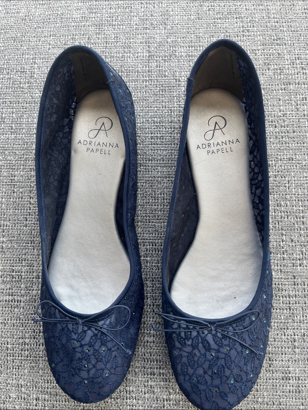 Adrianna Papell Navy Lace Ballet Flats with Bow